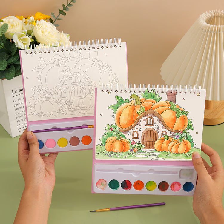 Childrens Art Watercolor Drawing Book, Cartoon Watercolor Painting Set, Coloring Book