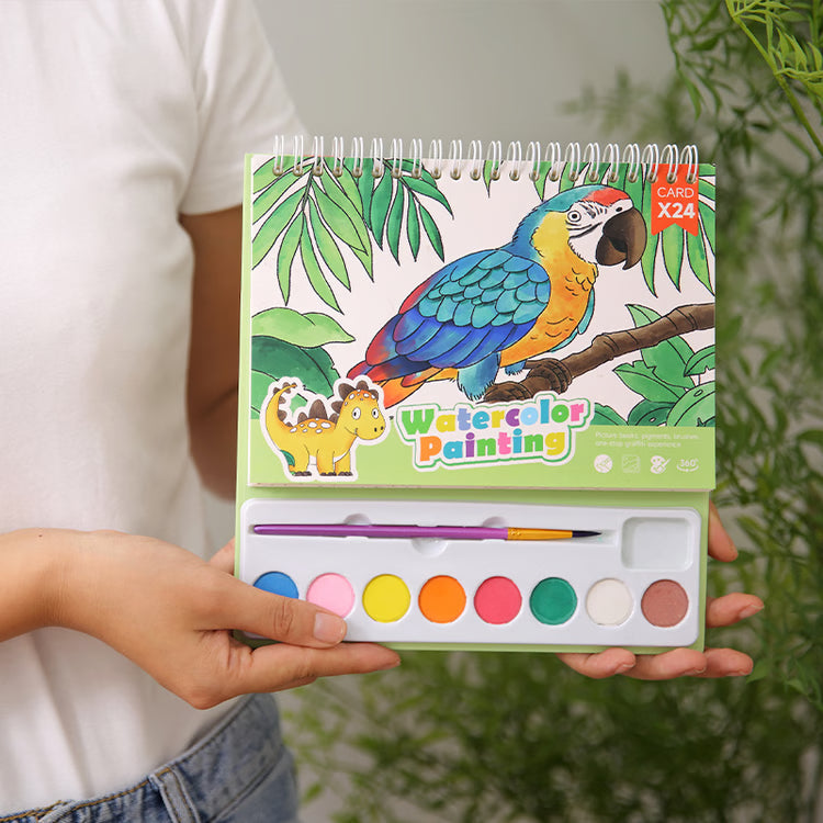 Childrens Art Watercolor Drawing Book, Cartoon Watercolor Painting Set, Coloring Book