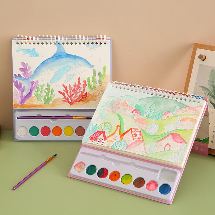 Childrens Art Watercolor Drawing Book, Cartoon Watercolor Painting Set, Coloring Book