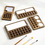 Portable Wooden Watercolor Paint Box Magnetic Travel Palette