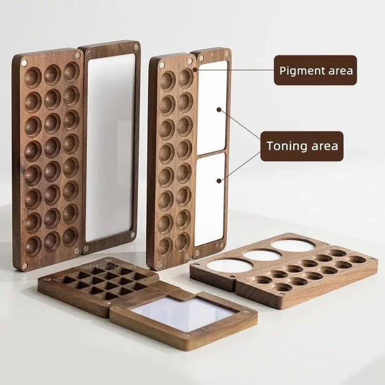 Portable Wooden Watercolor Paint Box Magnetic Travel Palette
