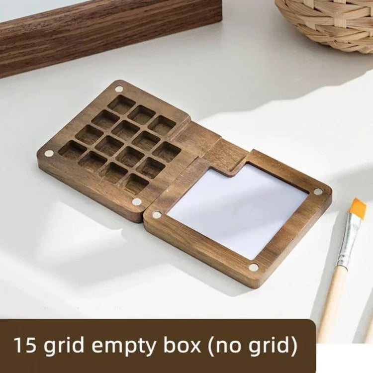 Portable Wooden Watercolor Paint Box Magnetic Travel Palette