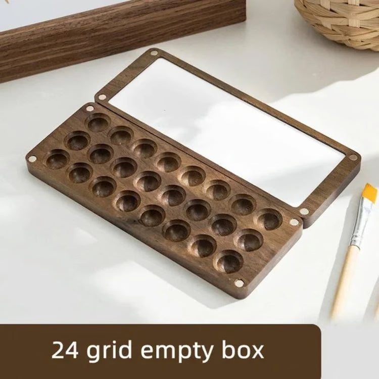 Portable Wooden Watercolor Paint Box Magnetic Travel Palette