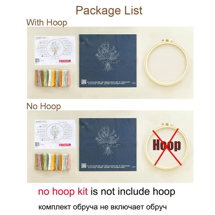 Embroidery Kit for Beginners Fabric Cross Stitch Kits for Adults DIY Embroidery Starter Kit with Flower Patterns