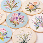 Embroidery Kit for Beginners Fabric Cross Stitch Kits for Adults DIY Embroidery Starter Kit with Flower Patterns
