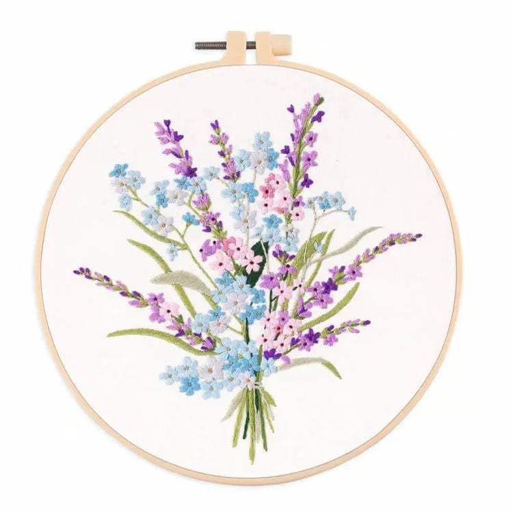 Embroidery Kit for Beginners Fabric Cross Stitch Kits for Adults DIY Embroidery Starter Kit with Flower Patterns