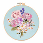 Embroidery Kit for Beginners Fabric Cross Stitch Kits for Adults DIY Embroidery Starter Kit with Flower Patterns