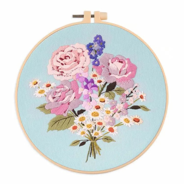 Embroidery Kit for Beginners Fabric Cross Stitch Kits for Adults DIY Embroidery Starter Kit with Flower Patterns