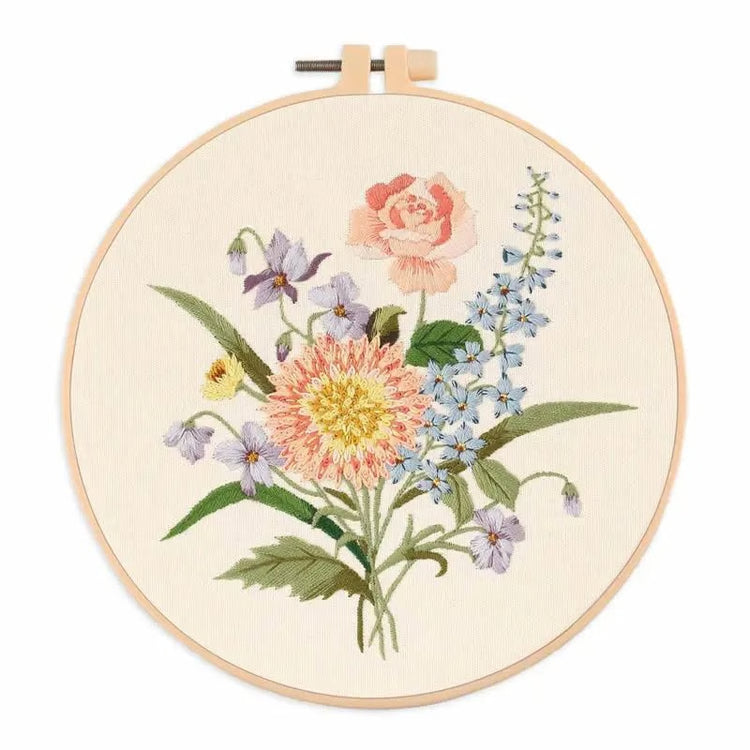 Embroidery Kit for Beginners Fabric Cross Stitch Kits for Adults DIY Embroidery Starter Kit with Flower Patterns