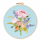 Embroidery Kit for Beginners Fabric Cross Stitch Kits for Adults DIY Embroidery Starter Kit with Flower Patterns