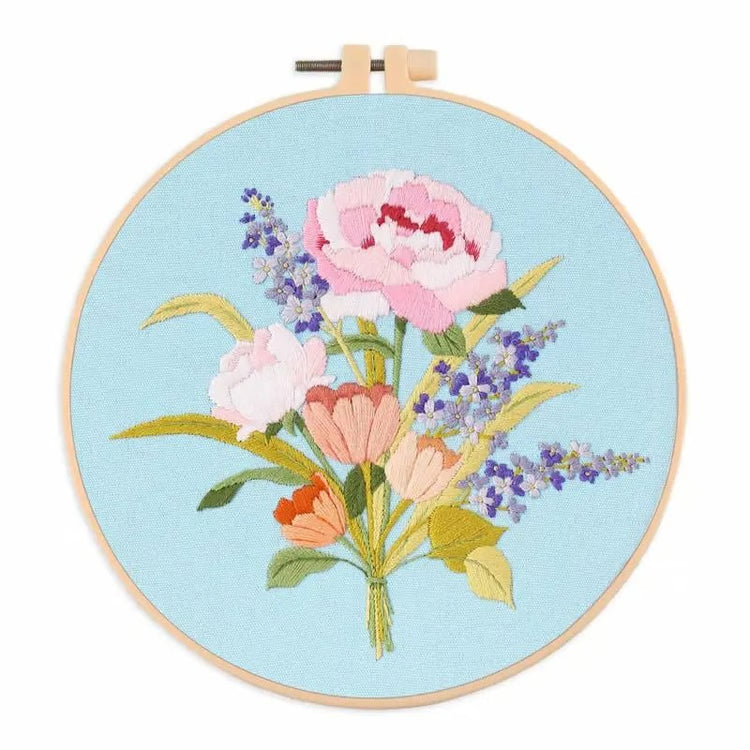 Embroidery Kit for Beginners Fabric Cross Stitch Kits for Adults DIY Embroidery Starter Kit with Flower Patterns
