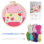 DIY Punch Needle Kit for Beginners Animal Embroidery Starter Craft Set with Hoop