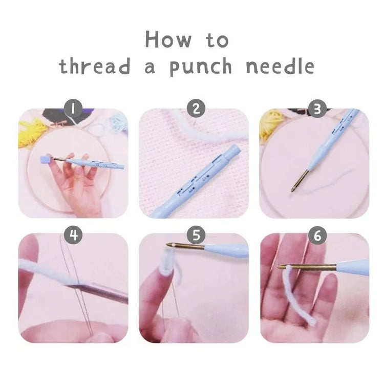 DIY Punch Needle Kit for Beginners Animal Embroidery Starter Craft Set with Hoop