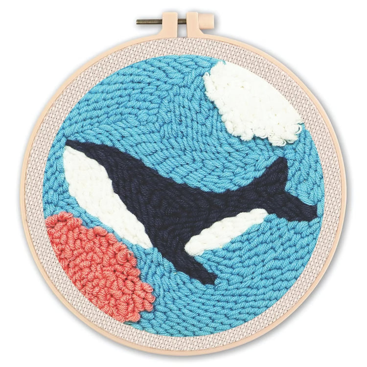 DIY Punch Needle Kit for Beginners Animal Embroidery Starter Craft Set with Hoop