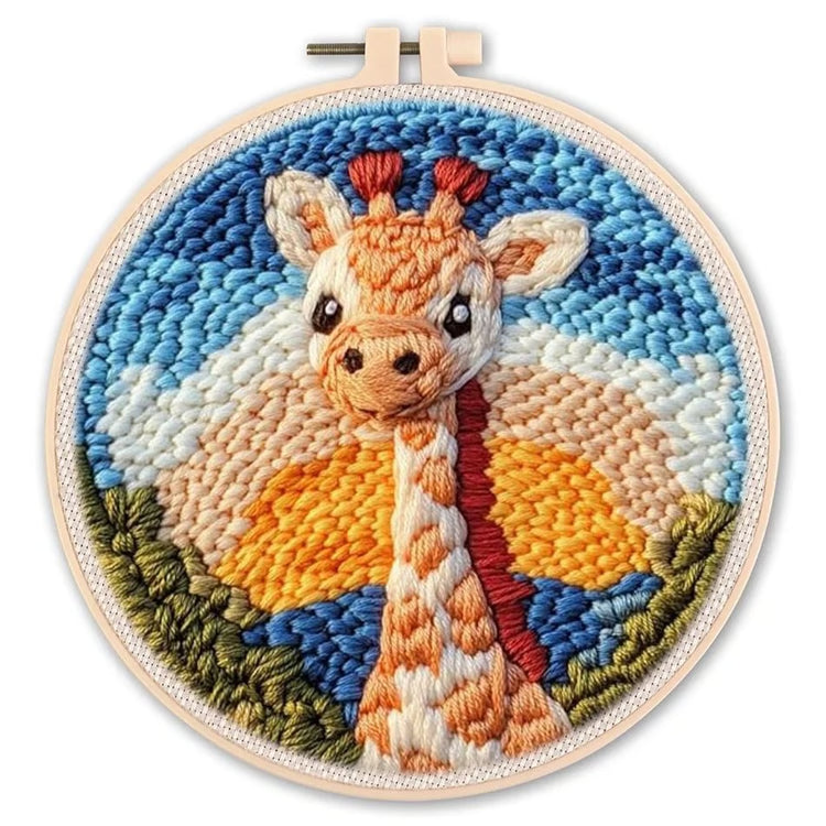 DIY Punch Needle Kit for Beginners Animal Embroidery Starter Craft Set with Hoop