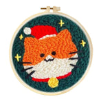 DIY Punch Needle Kit for Beginners Animal Embroidery Starter Craft Set with Hoop