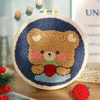 DIY Punch Needle Kit for Beginners Animal Embroidery Starter Craft Set with Hoop