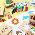 42-Piece Wooden DIY Drawing Template Set – Children's Creative Art Tool Kit