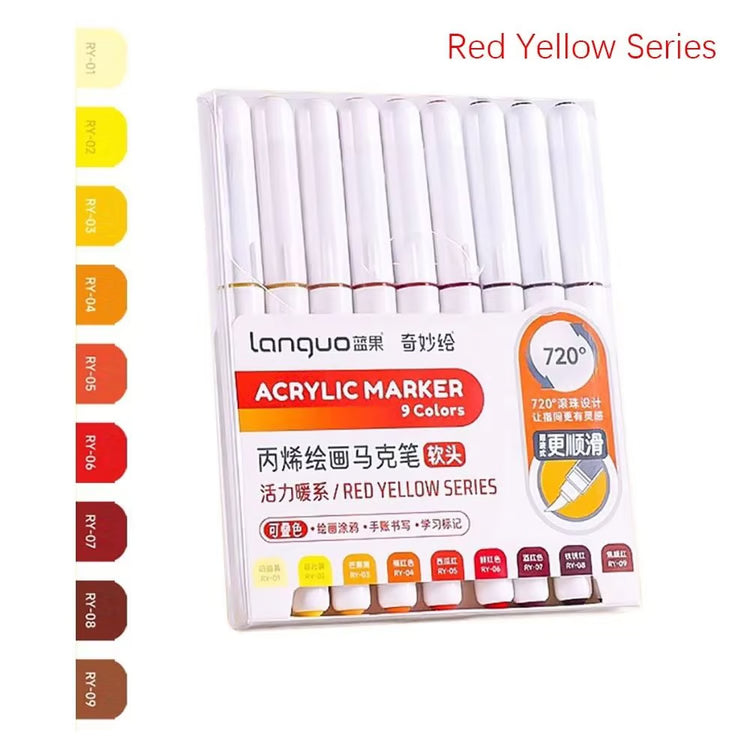 Acrylic Liquid Marker Pens Set 9 Colors for Drawing Painting Graffiti Art
