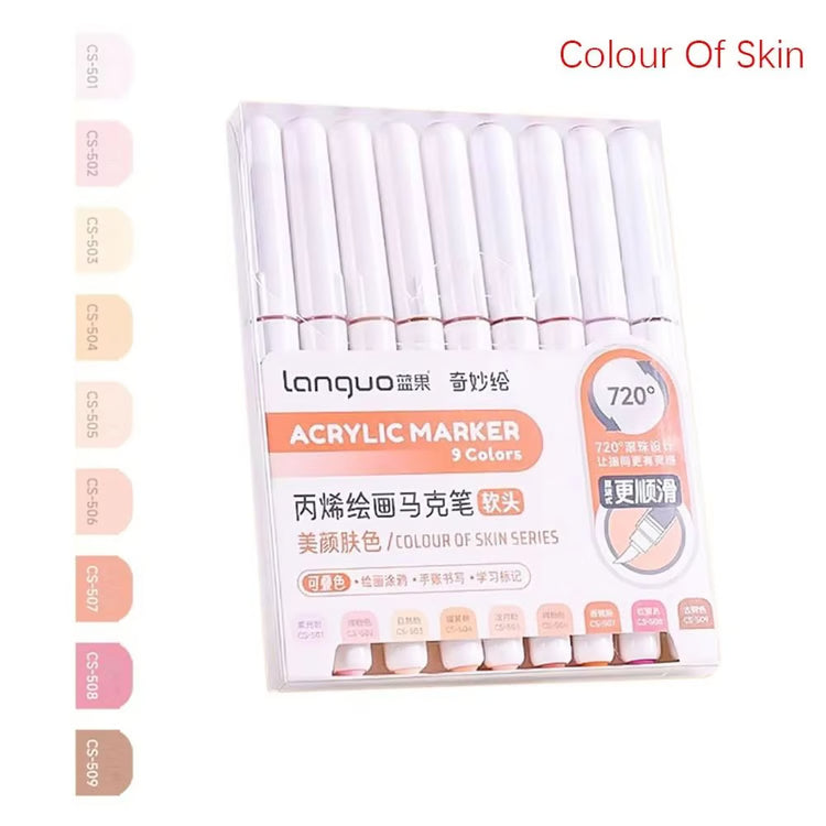 Acrylic Liquid Marker Pens Set 9 Colors for Drawing Painting Graffiti Art