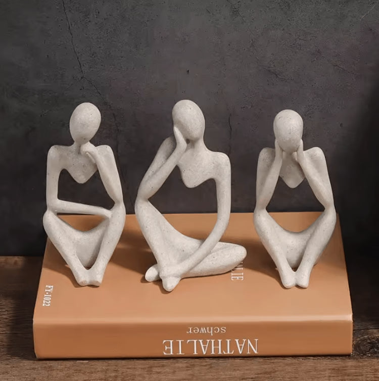 Minimalist Human Contemplation Sculpture – Modern Abstract Resin Art Decor