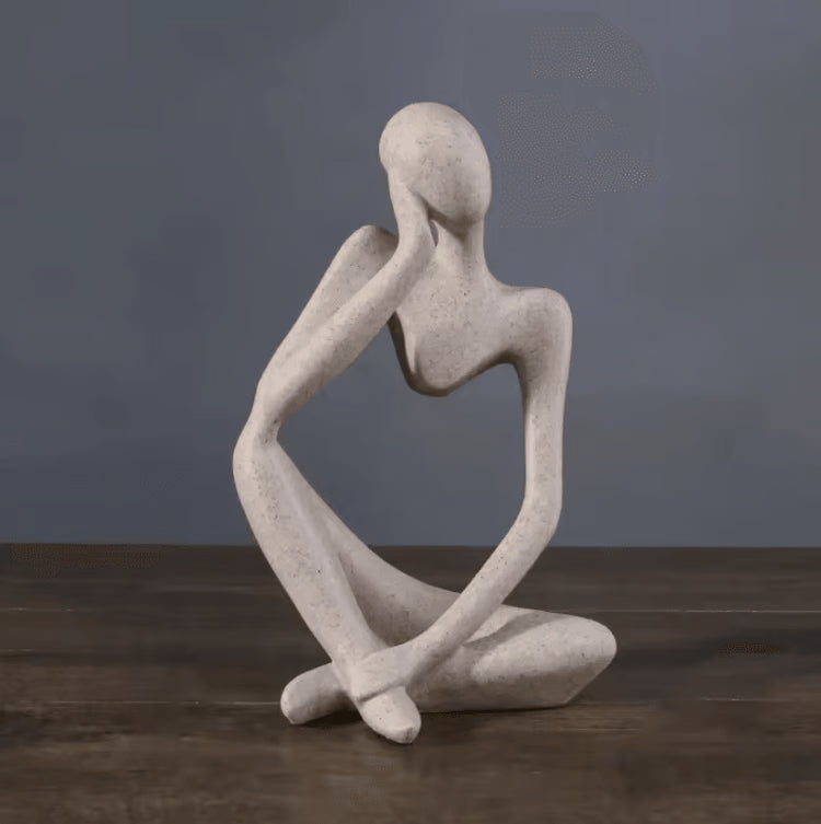 Minimalist Human Contemplation Sculpture – Modern Abstract Resin Art Decor