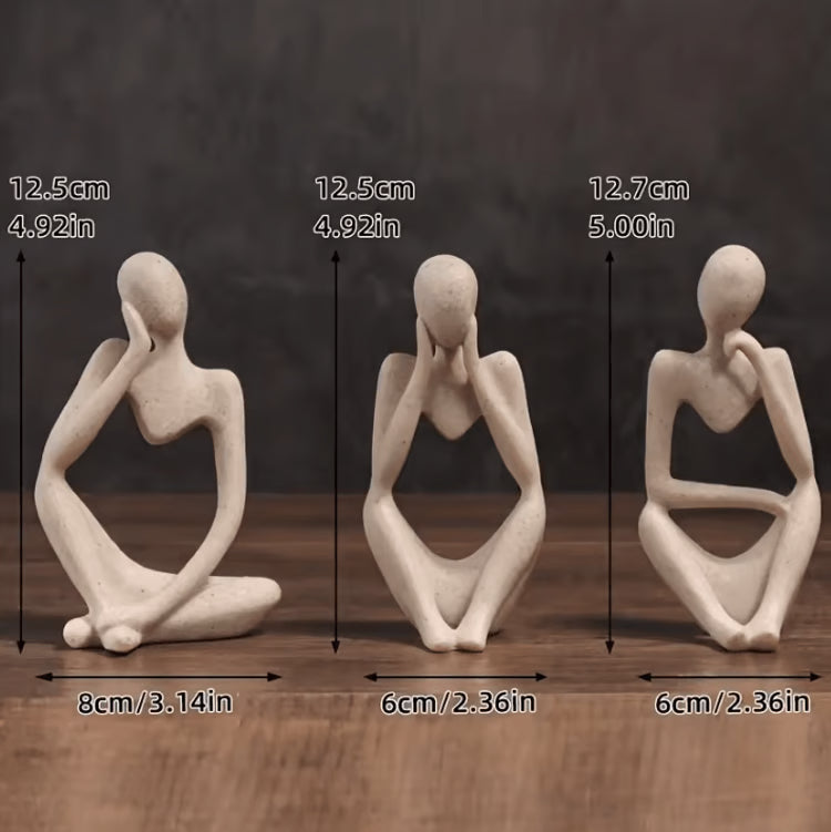 Minimalist Human Contemplation Sculpture – Modern Abstract Resin Art Decor